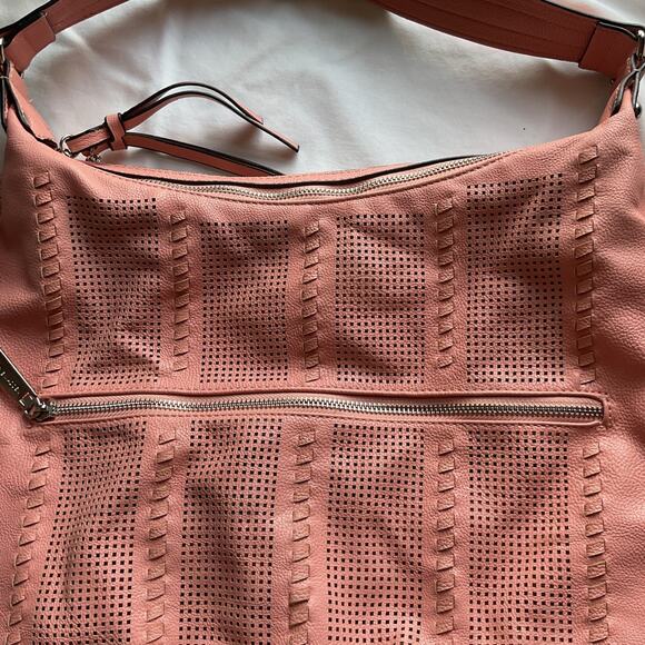 Steve Madden Apricot Bshayy Faux Leather Perforated Whipstitch Shoulder Bag - Picture 2 of 9